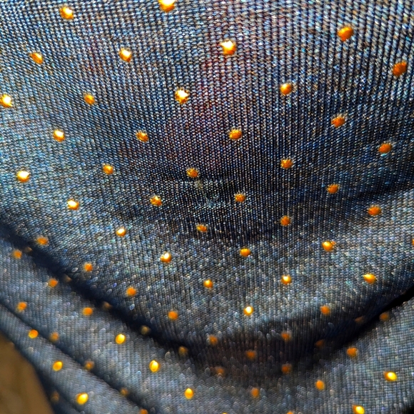 Navy blue gold embellished cowell neck top - Picture 4 of 4